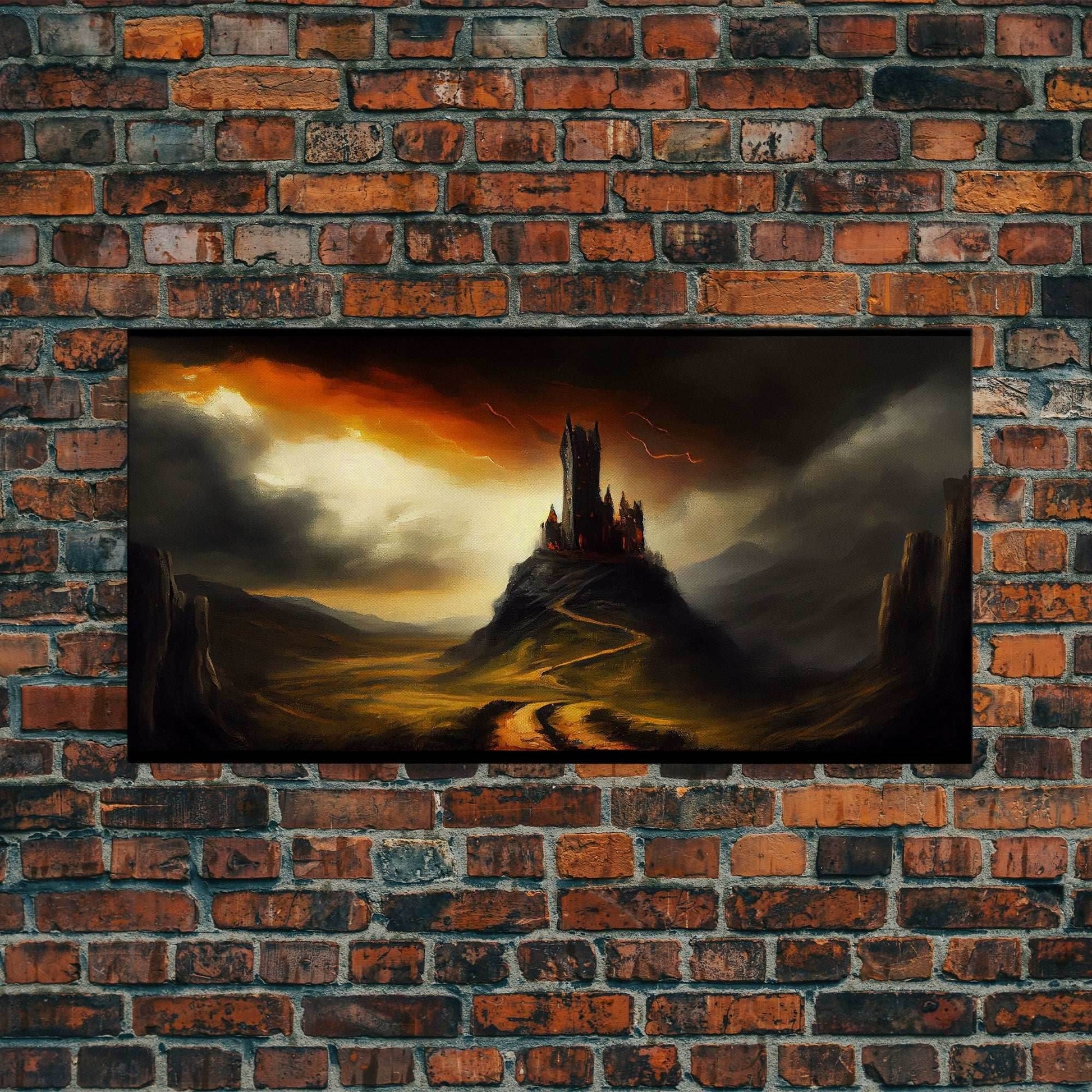 High Fantasy Art, The Dark Castle, Framed Canvas Print, Moonlit Fantasy, Custom Fantasy Art, fantasy art canvas - 10x20 Inches / Gallery Wrap Canvas - Ready To Hang