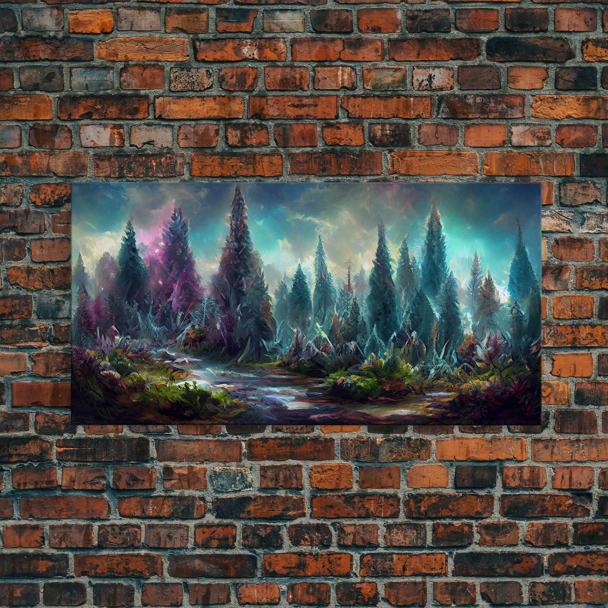 Trippy wall art canvas print, psychedelic wall art, Panoramic nature landscape wall art, fantasy art - 10x20 Inches / Gallery Wrap Canvas - Ready To Hang