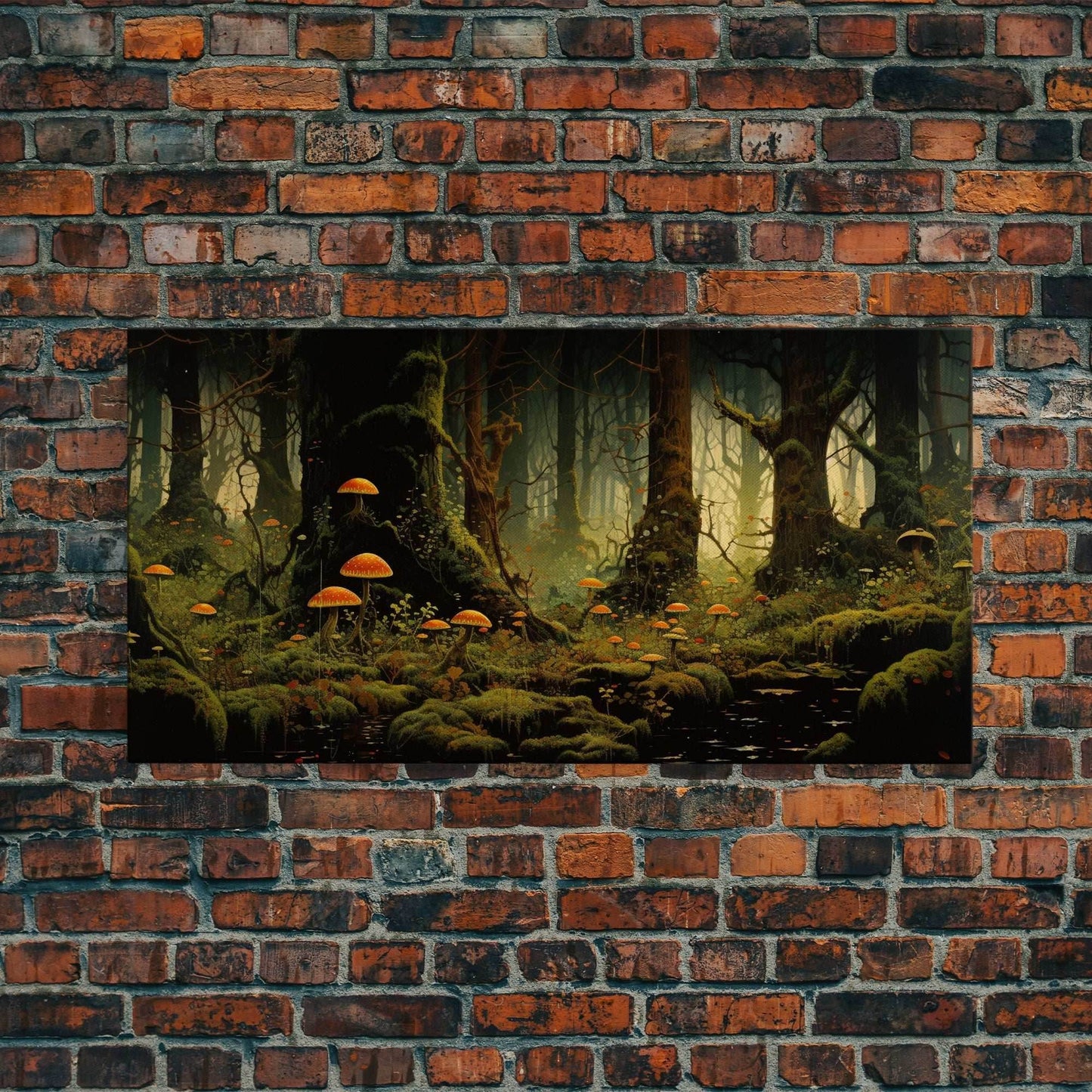 Mushroom Wall Art, Fantasy Forest, Tree Art, Enchanted Forest, Panoramic Art, Wall Art, Canvas Art, Landscape Art, Game Room Decor, Prints - 10x20 Inches / Gallery Wrap Canvas - Ready To Hang