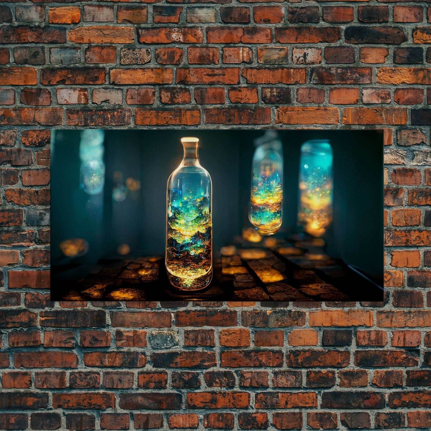Miniature world in a bottle canvas print, high fantasy wall art, magical wall art, ready to hang wall art - 10x20 Inches / Gallery Wrap Canvas - Ready To Hang