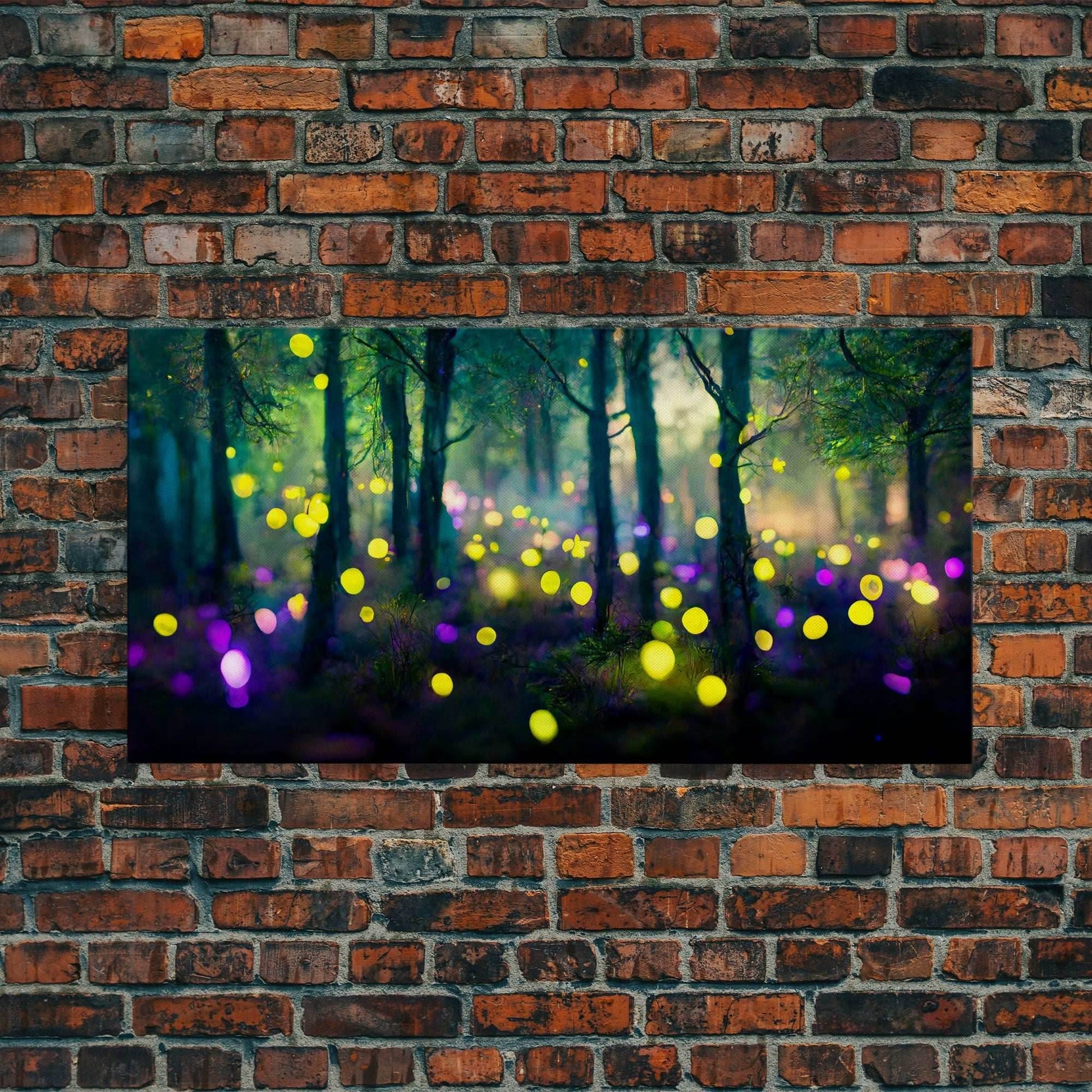 Magical forest with fairies canvas print, fantasy art, cool wall art, dorm art, ready to hang wall art - 10x20 Inches / Gallery Wrap Canvas - Ready To Hang