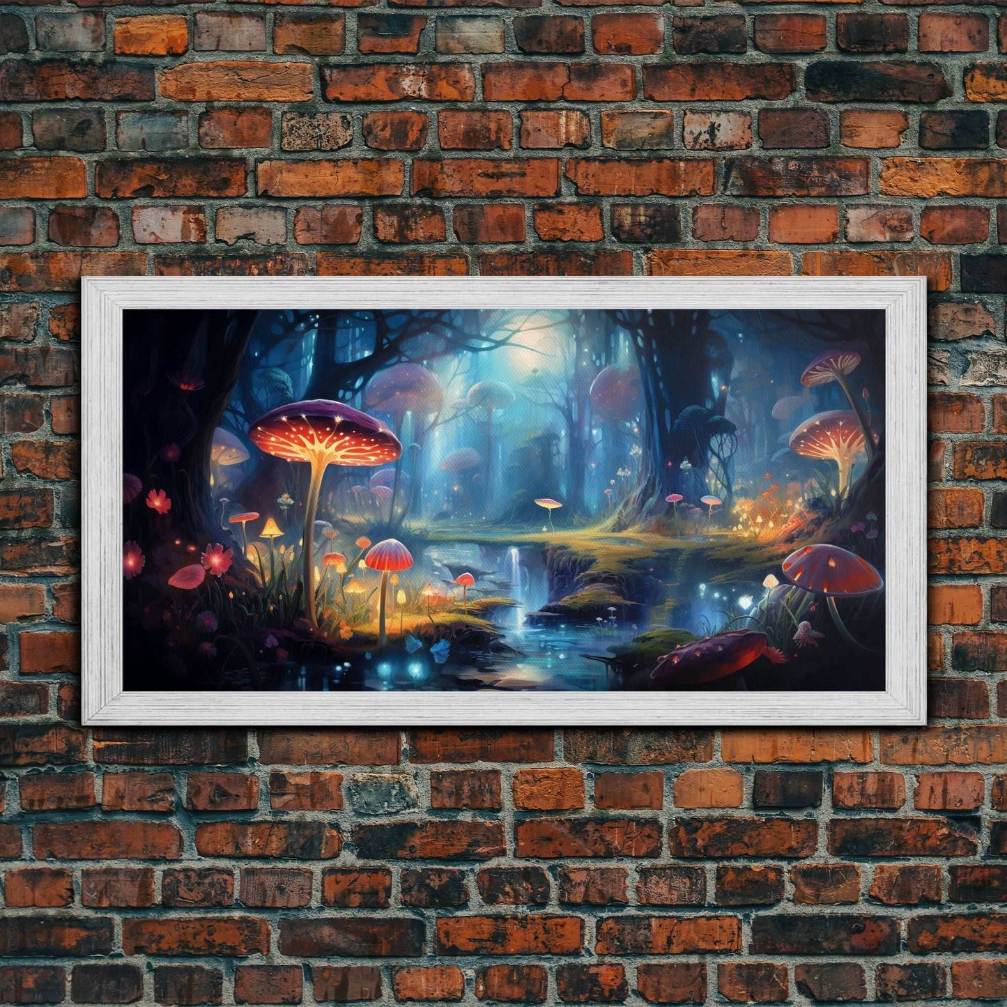 Fantasy Art, Dark Fantasy Forest Framed Canvas Print, Elven Decor, Magical Forest, RPG Game Art, Game Room Art, Witchy Decor, Wall Art - 10x20 Inches / Gold Frame