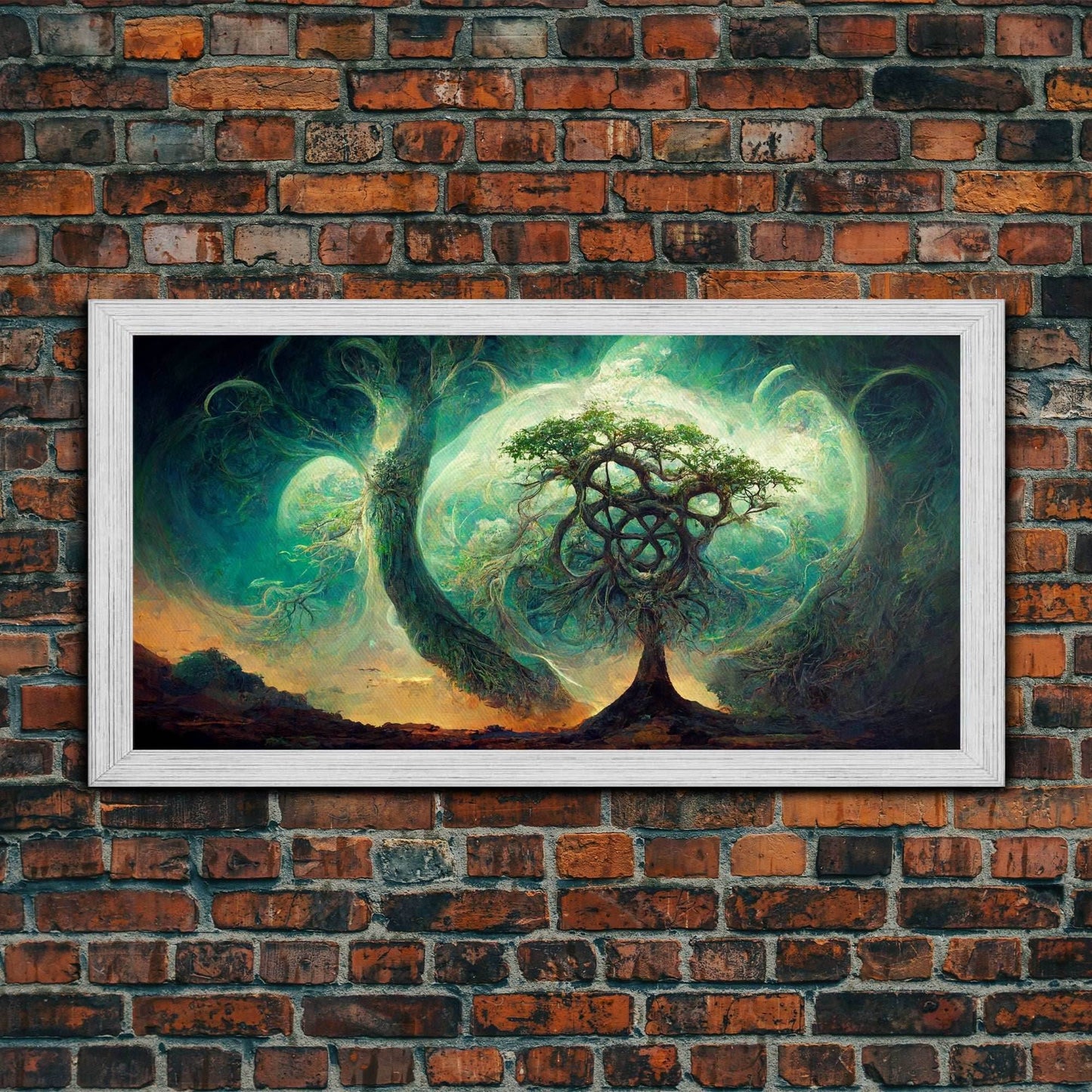 Gaia, norse mythology, canvas print, high fantasy art - 10x20 Inches / Gold Frame