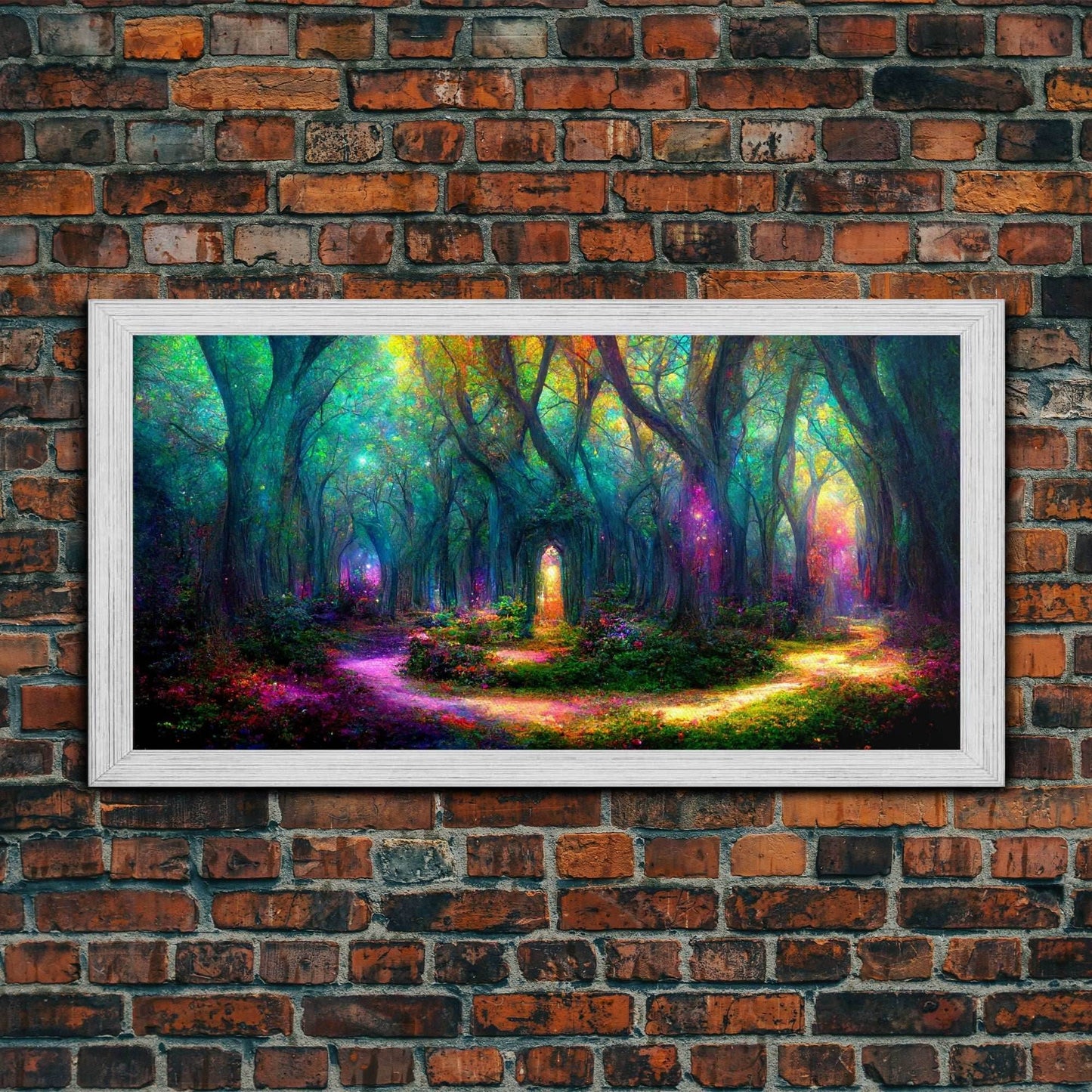 Beautiful Fantasy wall art, canvas print, magical forest, fantasy landscape art, ready to hang wall art - 8x12 Inches / Gold Frame
