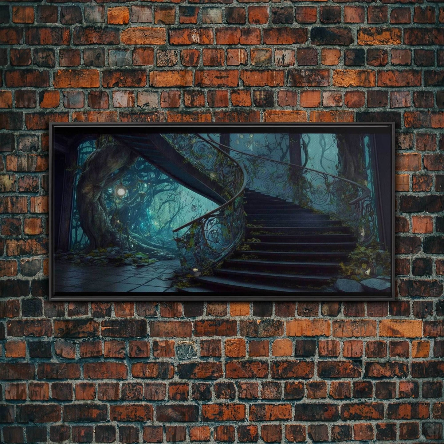 Fantasy Staircase, Framed Canvas Print, Stair Way to Beyond - 10x20 Inches / Black Frame