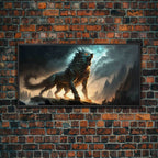 Fenrir, Fenrisúlfr, Norse Mythology, Hróðvitnir, Vánagandr, Vanargand, Fantasy Wolf Art, Nordic Fantasy Art - 10x20 Inches / Black Frame