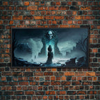 Doorway to Niflheim, Land of Mist and the Dead, Norse Mythology Fantasy Art, Framed Canvas Print, Fantasy Decor - 10x20 Inches / Black Frame