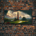 Dark Tower, High Fantasy Art Canvas Print, unique wall art, fantasy concept art - 10x20 Inches / Black Frame