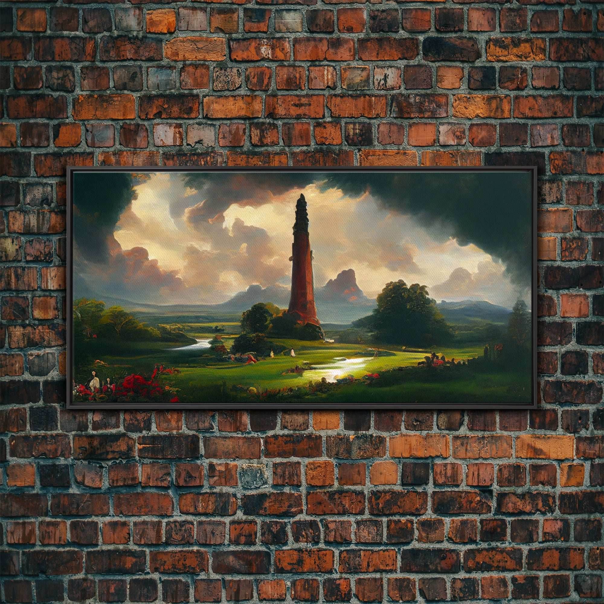 Dark Tower, High Fantasy Art Canvas Print, unique wall art, fantasy concept art - 10x20 Inches / Black Frame