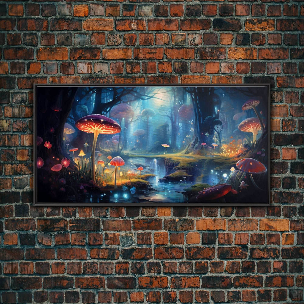 Fantasy Art, Dark Fantasy Forest Framed Canvas Print, Elven Decor, Magical Forest, RPG Game Art, Game Room Art, Witchy Decor, Wall Art - 10x20 Inches / Black Frame