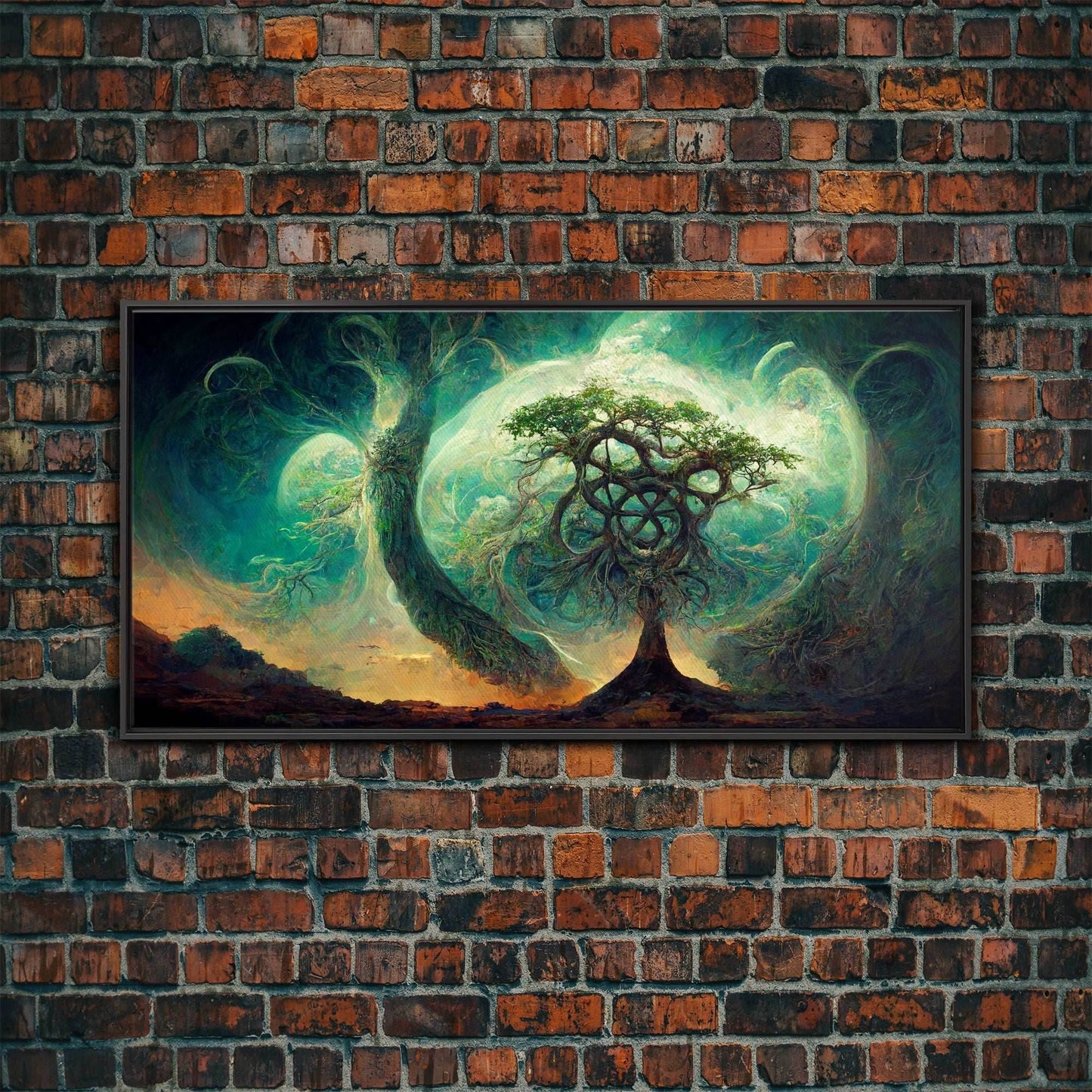 Gaia, norse mythology, canvas print, high fantasy art - 10x20 Inches / Black Frame