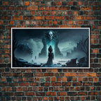 Doorway to Niflheim, Land of Mist and the Dead, Norse Mythology Fantasy Art, Framed Canvas Print, Fantasy Decor - 10x20 Inches / White Frame