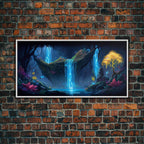 Enchanted Forest Painting, Fantasy Art, Fairy House, Fantasy, Woodland Decor, Woods, Forest, Fairy Forest - 10x20 Inches / White Frame