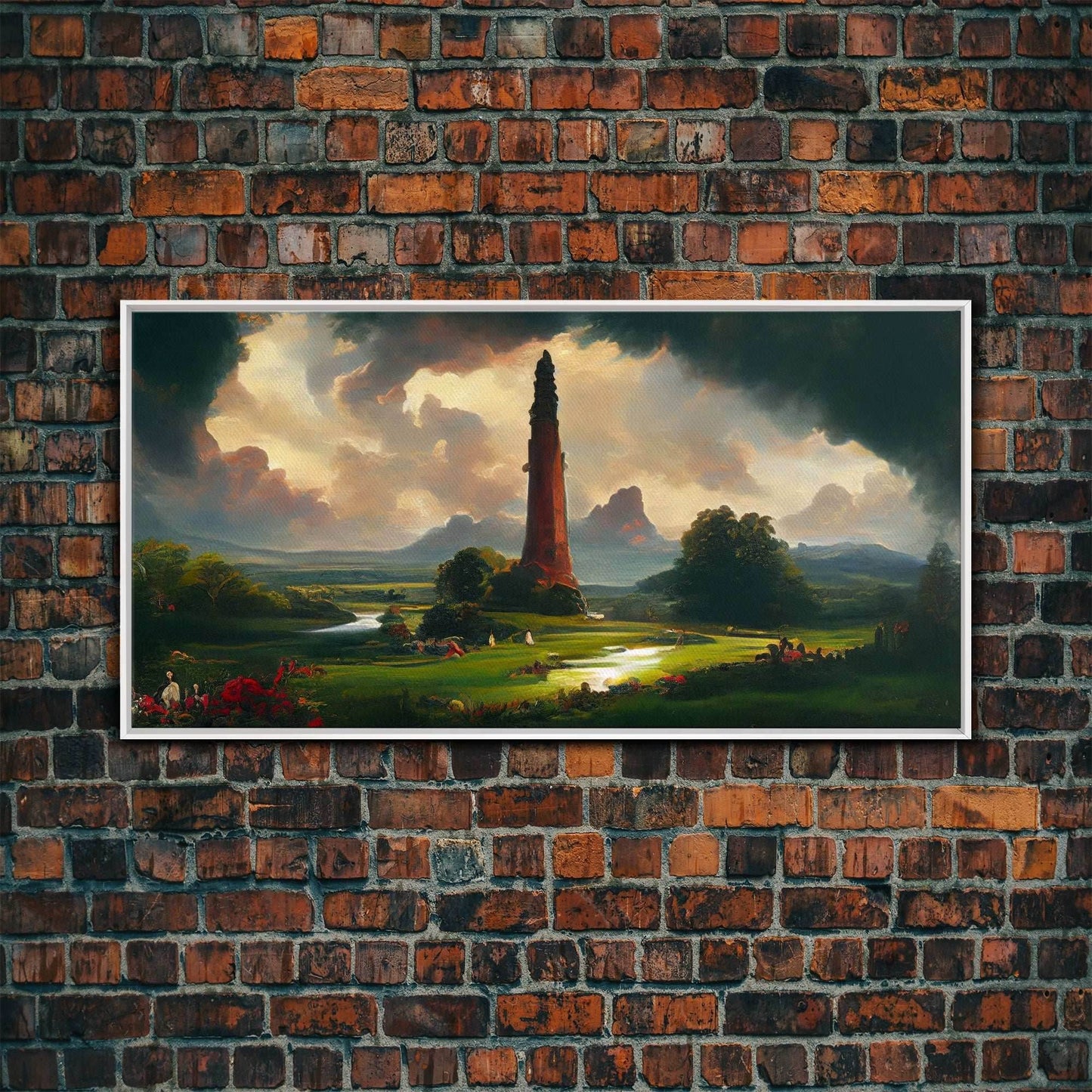 Dark Tower, High Fantasy Art Canvas Print, unique wall art, fantasy concept art - 10x20 Inches / White Frame