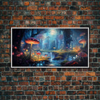 Fantasy Art, Dark Fantasy Forest Framed Canvas Print, Elven Decor, Magical Forest, RPG Game Art, Game Room Art, Witchy Decor, Wall Art - 10x20 Inches / White Frame