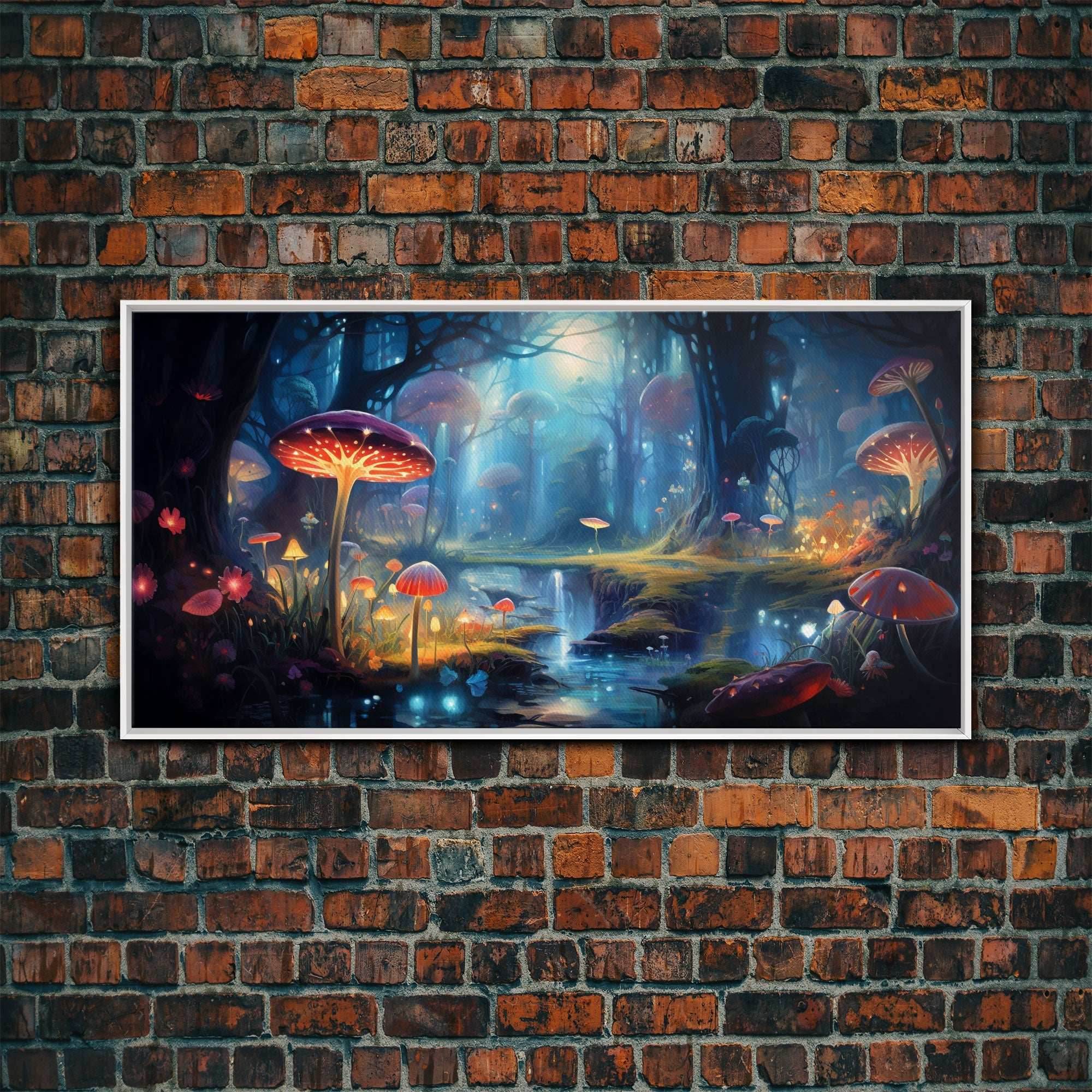 Fantasy Art, Dark Fantasy Forest Framed Canvas Print, Elven Decor, Magical Forest, RPG Game Art, Game Room Art, Witchy Decor, Wall Art - 10x20 Inches / White Frame