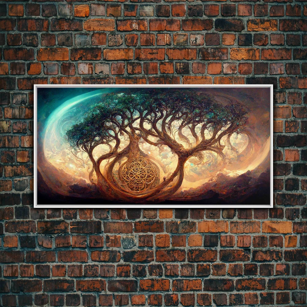 Gaia, norse mythology, canvas print, high fantasy art - 10x20 Inches / White Frame