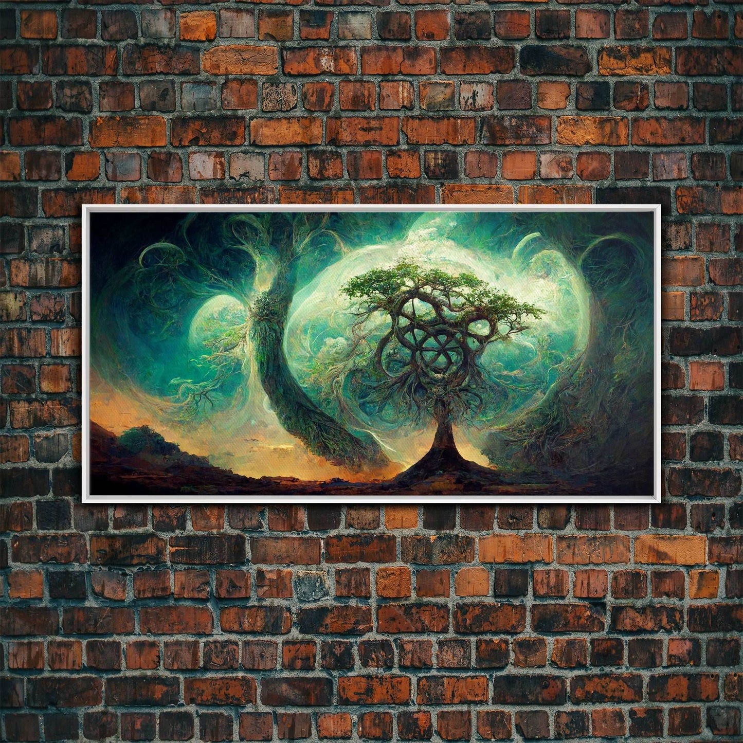 Gaia, norse mythology, canvas print, high fantasy art - 10x20 Inches / White Frame