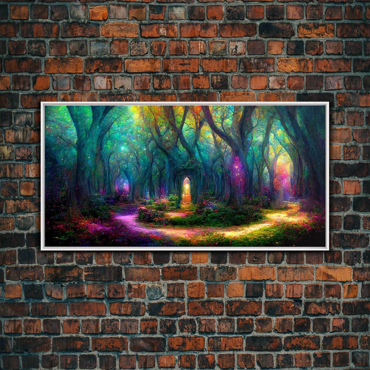 Beautiful Fantasy wall art, canvas print, magical forest, fantasy landscape art, ready to hang wall art - 8x12 Inches / White Frame