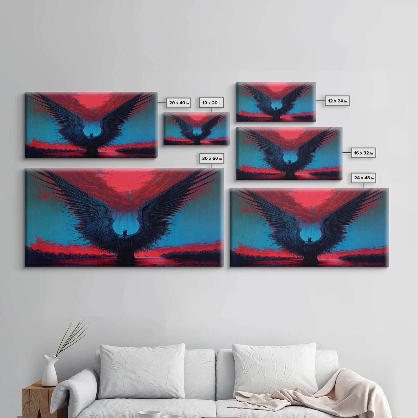 Angel Gabriel, Angelic Art, Gothic Angel Framed canvas print, cool colorful wall decor - 10x20 Inches / Gallery Wrap Canvas - Ready To Hang