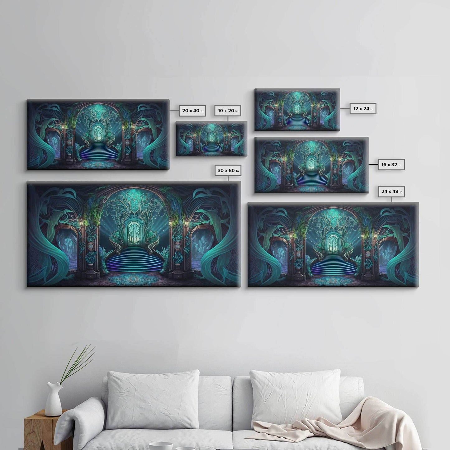 Fantasy wall art, canvas print, magical forest, fantasy landscape art, ready to hang wall art - 10x20 Inches / Gallery Wrap Canvas - Ready To Hang