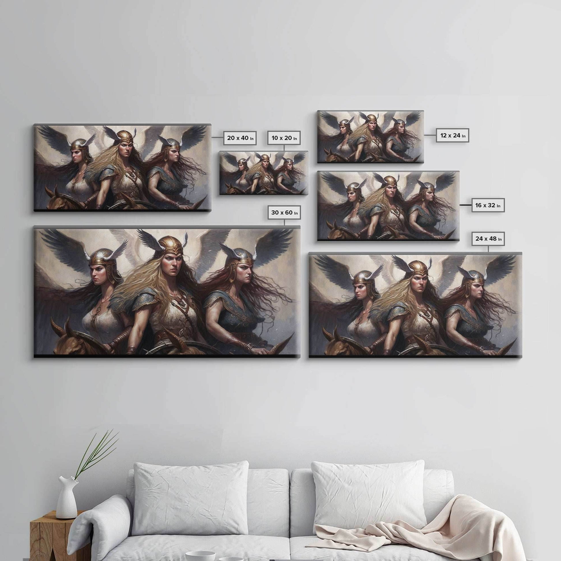 The Valkyries, Norse Mythology, Framed Canvas Print, Norse Fantasy Art - 10x20 Inches / Gallery Wrap Canvas - Ready To Hang