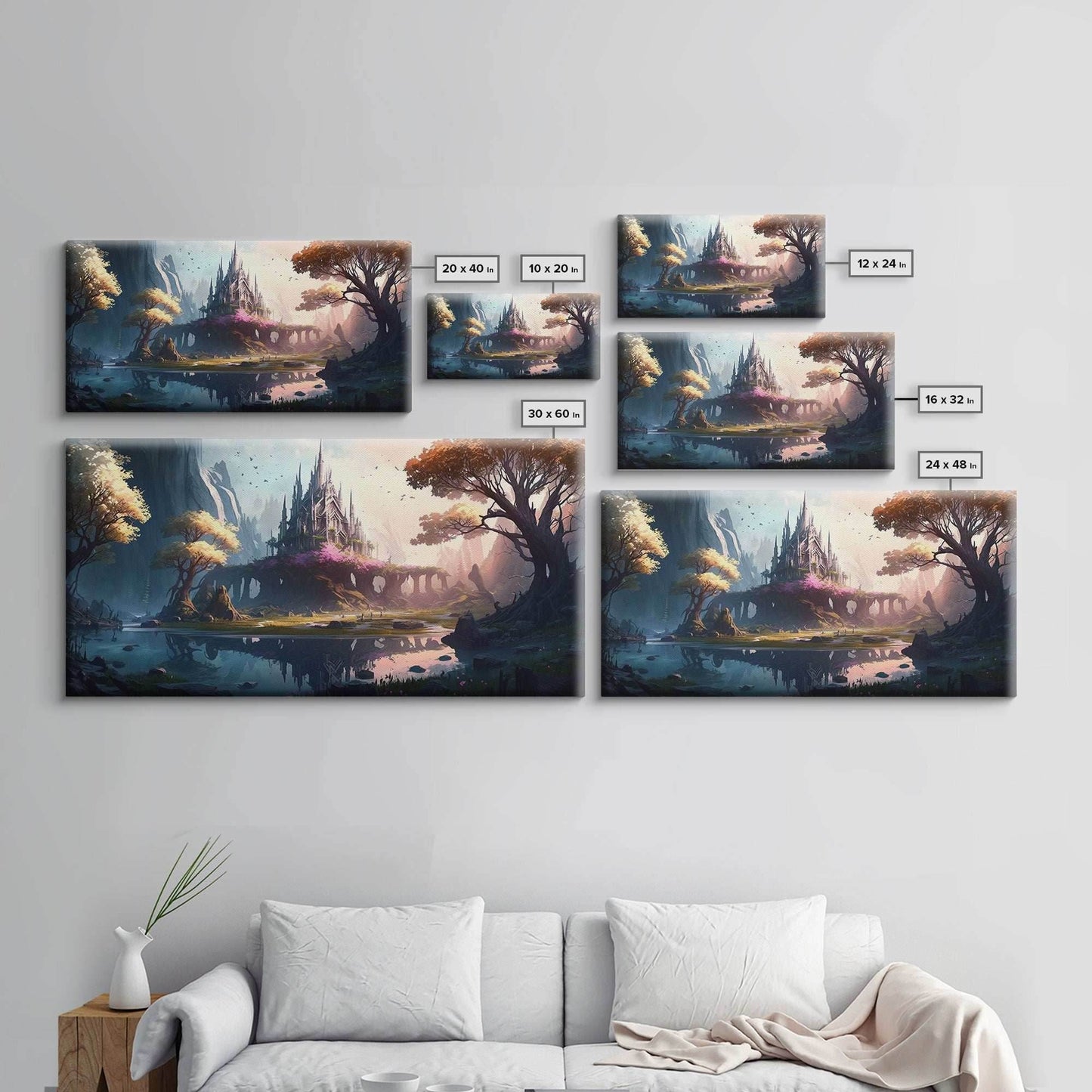 Norse Mythology Art, Alfheim Realm of the Light Elves, Framed Canvas Print, Fantasy Wall Art - 10x20 Inches / Gallery Wrap Canvas - Ready To Hang