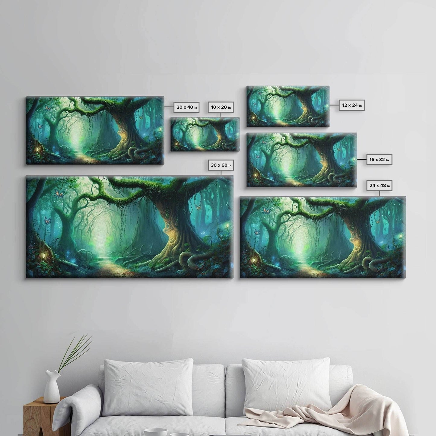 Beautiful magical fairy forest, Framed canvas print, Fantasy forest wall art Enchanted forest, Fantasy Home Decor - 10x20 Inches / Gallery Wrap Canvas - Ready To Hang