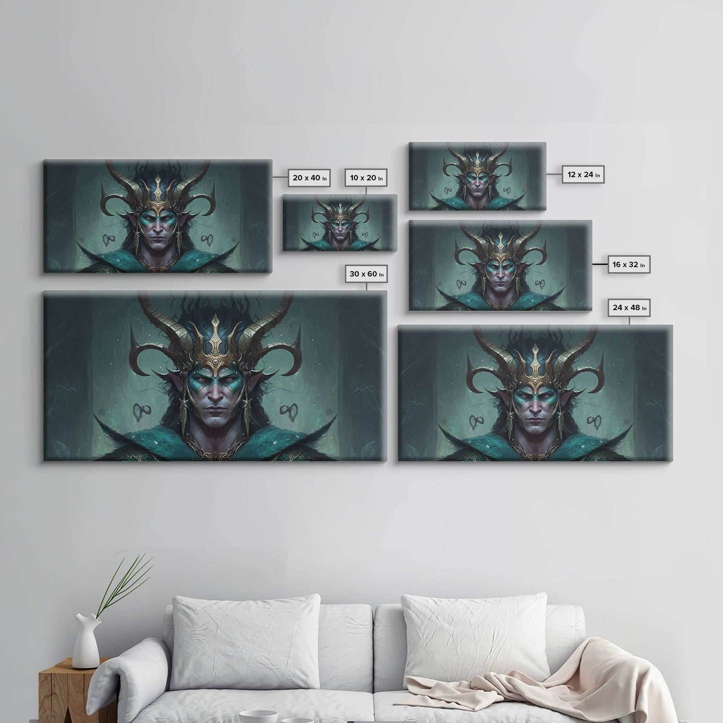 Aesthetic Loki the Trickster God, Norse Mythology, Framed Canvas Print, Extra Large Art, Fantasy Decor, Pastel Aesthetic Art - 10x20 Inches / Gallery Wrap Canvas - Ready To Hang