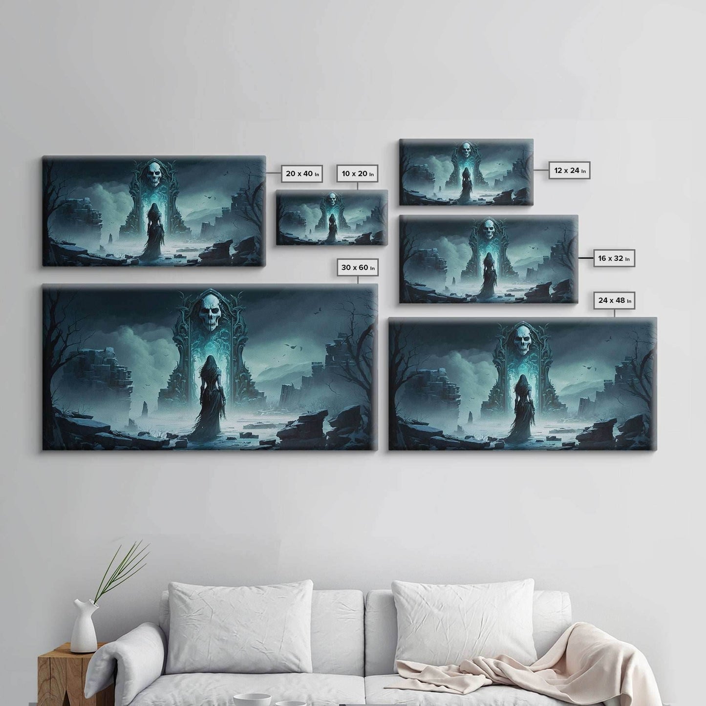 Doorway to Niflheim, Land of Mist and the Dead, Norse Mythology Fantasy Art, Framed Canvas Print, Fantasy Decor - 10x20 Inches / Gallery Wrap Canvas - Ready To Hang