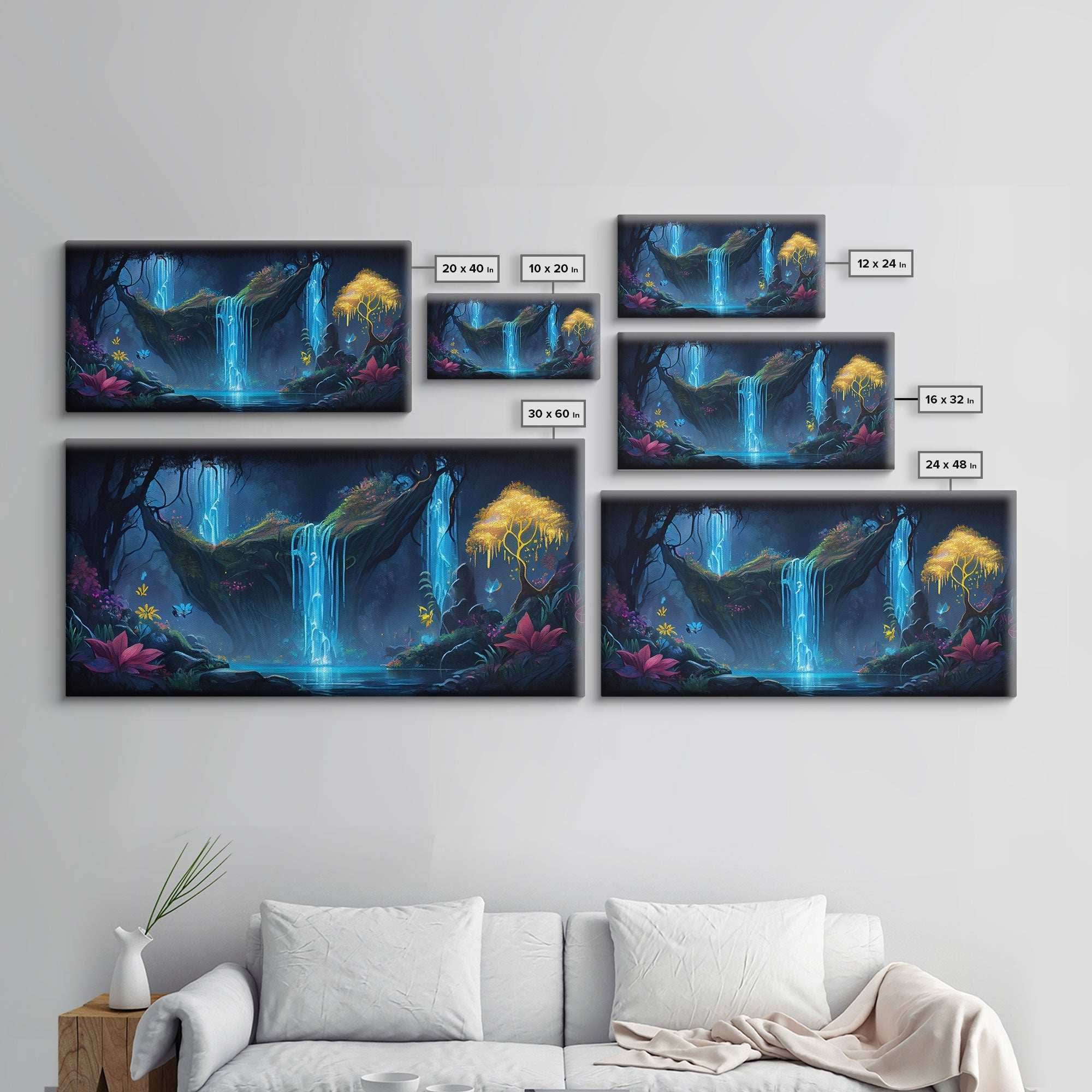 Enchanted Forest Painting, Fantasy Art, Fairy House, Fantasy, Woodland Decor, Woods, Forest, Fairy Forest - 10x20 Inches / Gallery Wrap Canvas - Ready To Hang