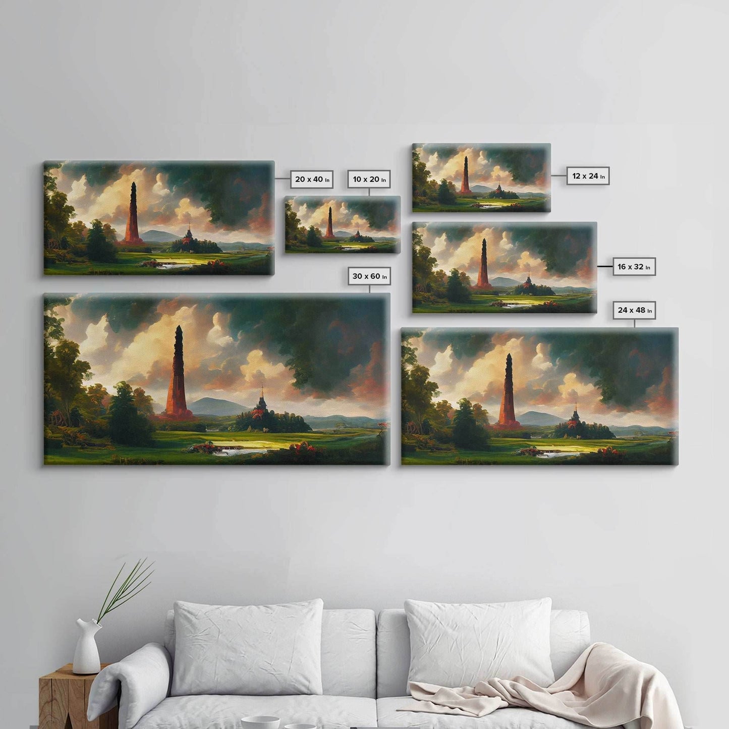 High Fantasy Art Canvas Print, Dark Tower, RPG Fantasy Art, RPG Concept art, unique wall art - 10x20 Inches / Gallery Wrap Canvas - Ready To Hang