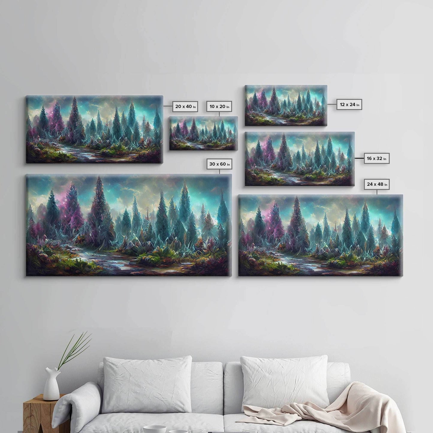 Trippy wall art canvas print, psychedelic wall art, Panoramic nature landscape wall art, fantasy art - 10x20 Inches / Gallery Wrap Canvas - Ready To Hang