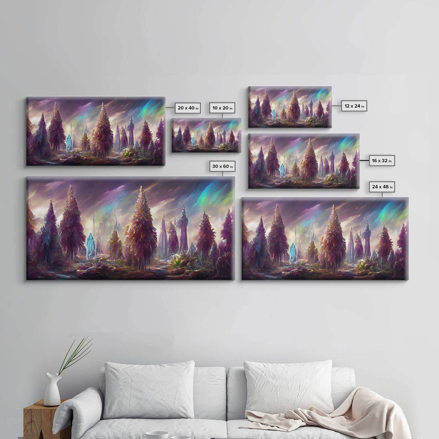 Psychedelic wall art canvas print, trippy wall art, Panoramic nature landscape wall art, fantasy art - 10x20 Inches / Gallery Wrap Canvas - Ready To Hang