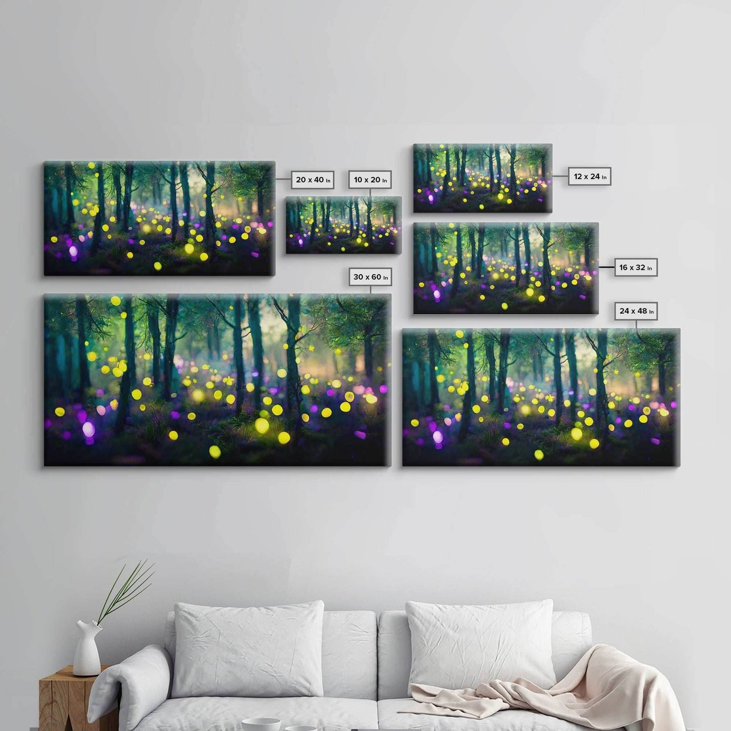 Magical forest with fairies canvas print, fantasy art, cool wall art, dorm art, ready to hang wall art - 10x20 Inches / Gallery Wrap Canvas - Ready To Hang