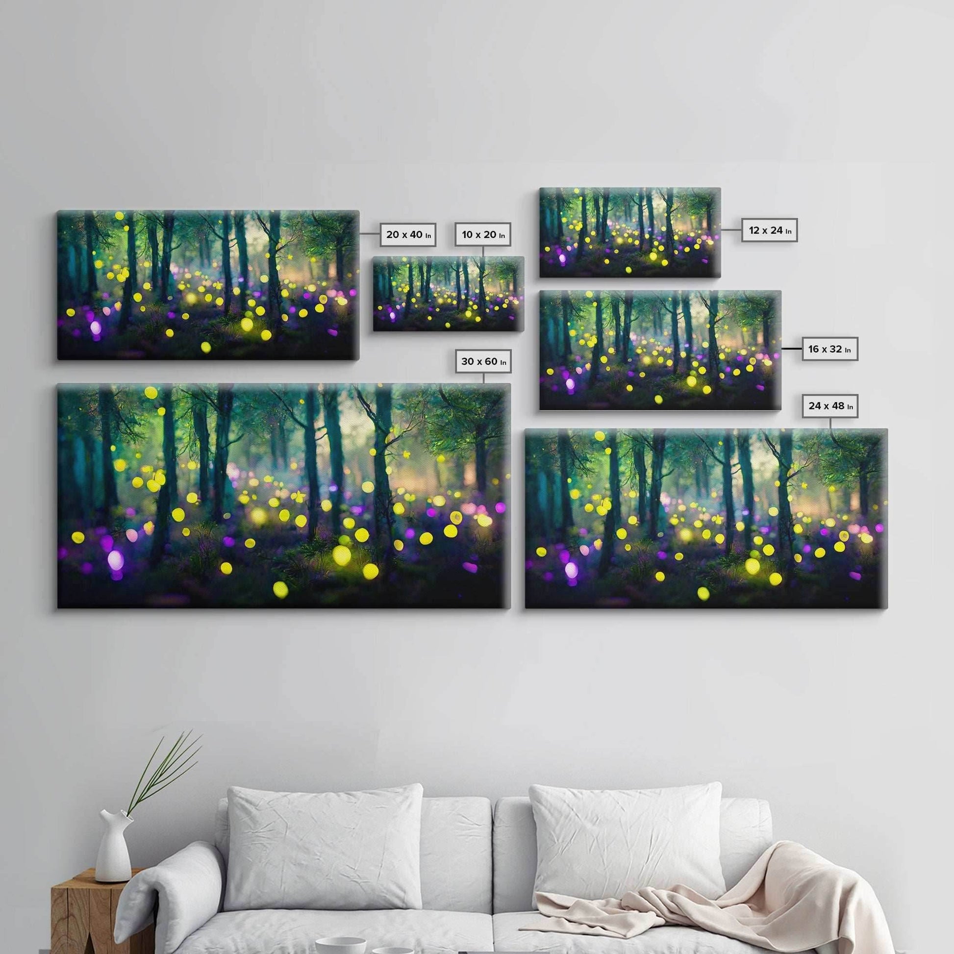 Magical forest with fairies canvas print, fantasy art, cool wall art, dorm art, ready to hang wall art - 10x20 Inches / Gallery Wrap Canvas - Ready To Hang