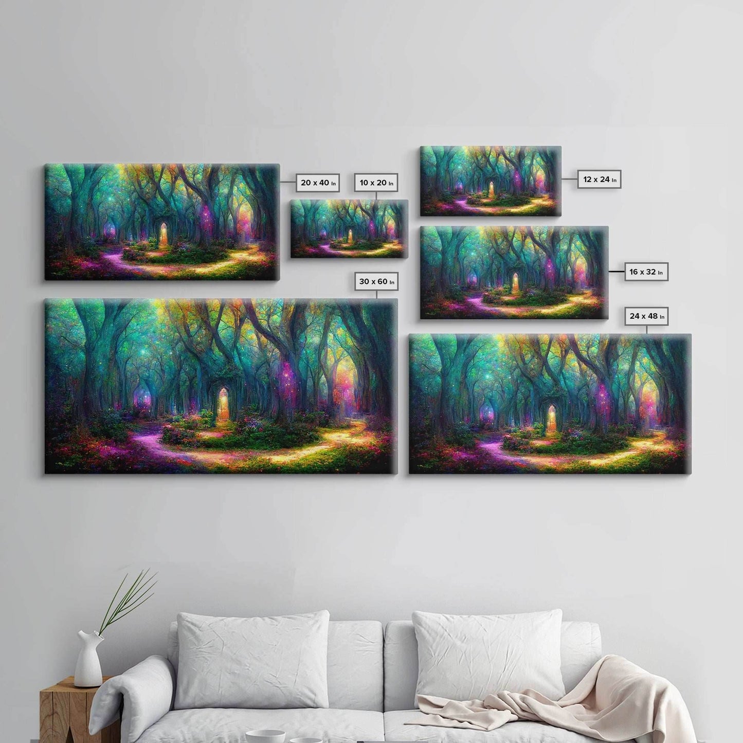 Fantasy wall art, canvas print, magical forest, fantasy landscape art, ready to hang wall art - 10x20 Inches / Gallery Wrap Canvas - Ready To Hang