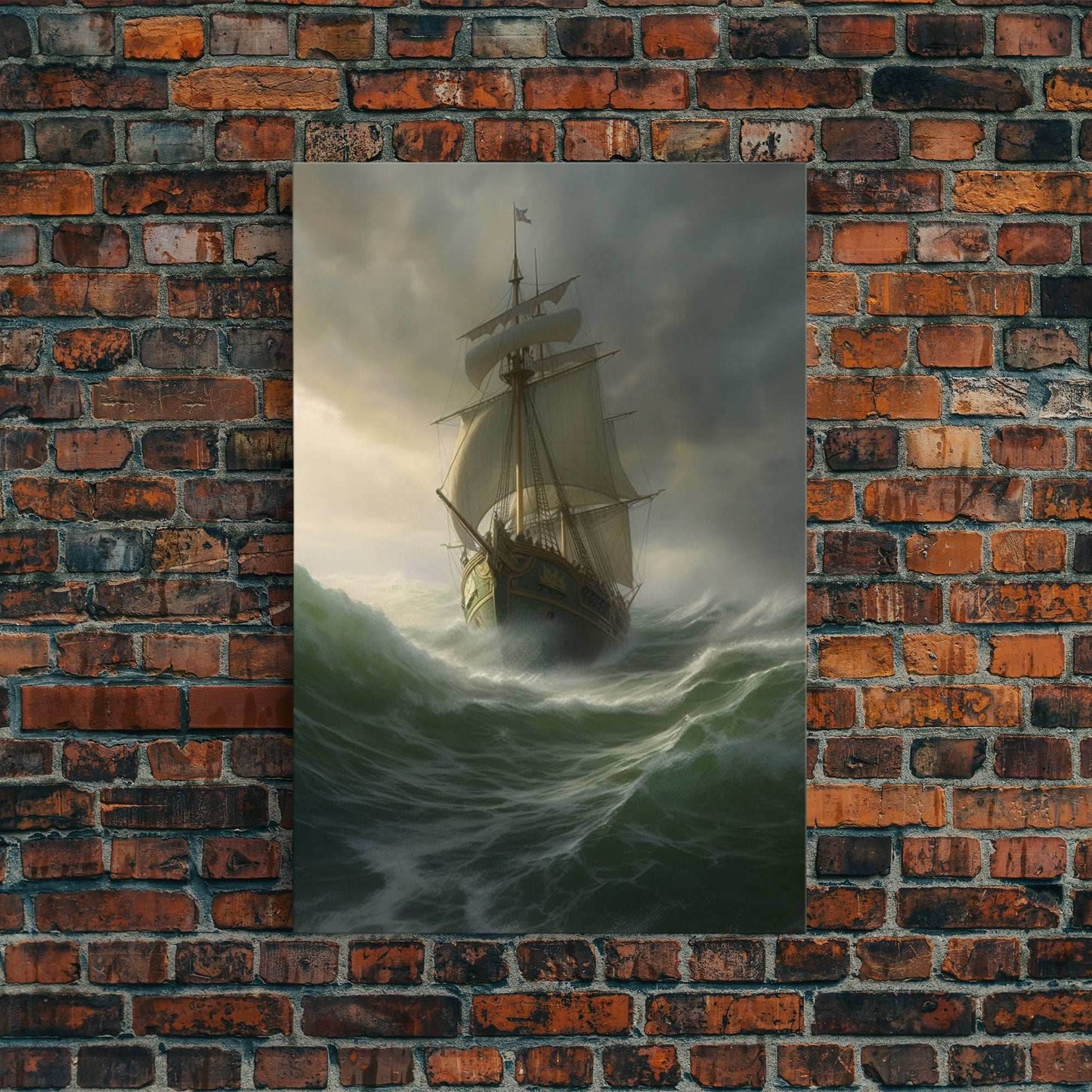 Haunted Pirate Ghost Ship On Rough Seas, Framed Canvas Print, Fantasy Wall Art, Wall Decor, Pirate Wal Art, Gift For Him, Kid's Room - 8x12 Inches / Gallery Wrap Canvas - Ready To Hang