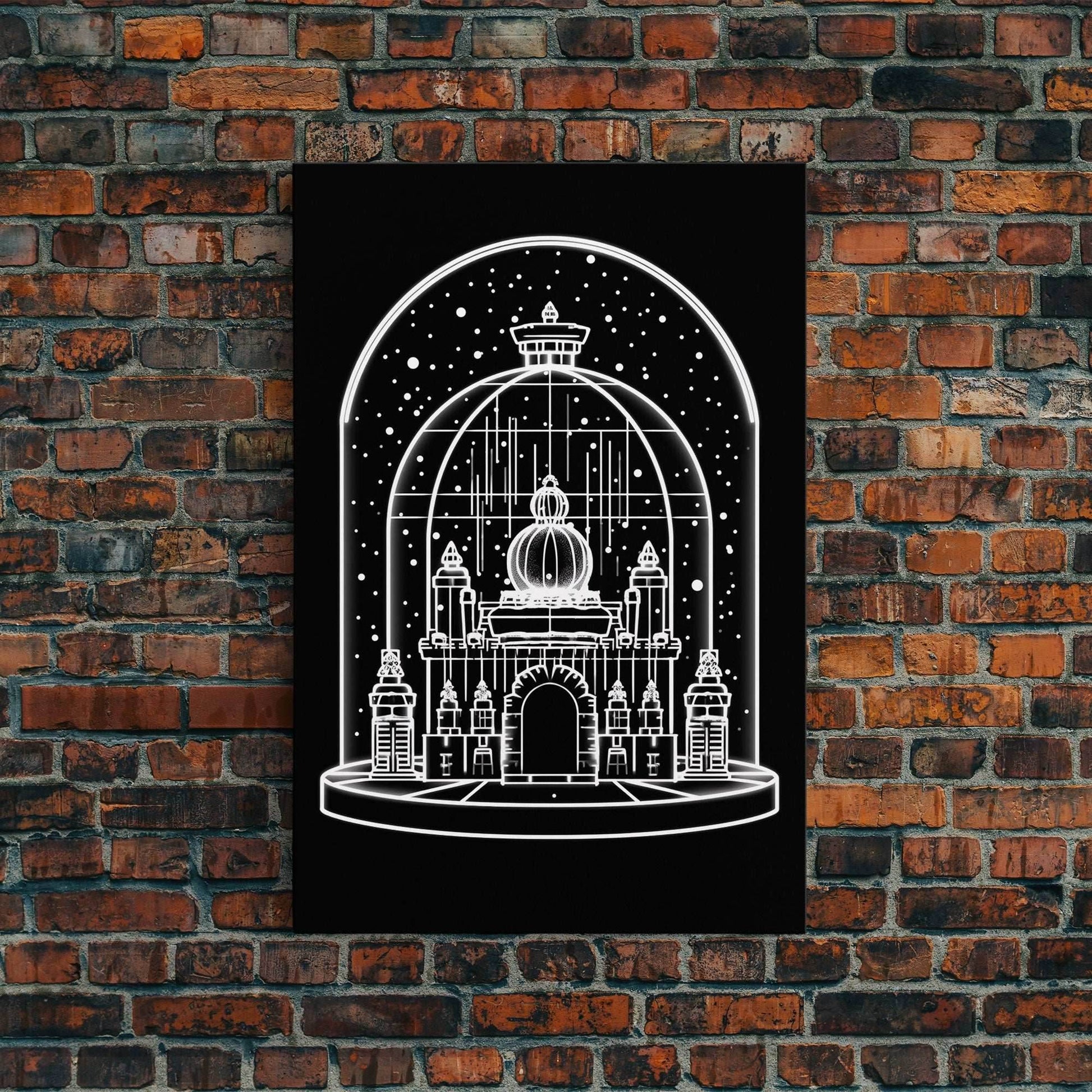 White Temple Wall Art, Snow Art Print, Fantasy Art, Line Art, Minimalist Print, Wall Decor, Canvas Print, Wall Art, Framed Canvas - 8x12 Inches / Gallery Wrap Canvas - Ready To Hang