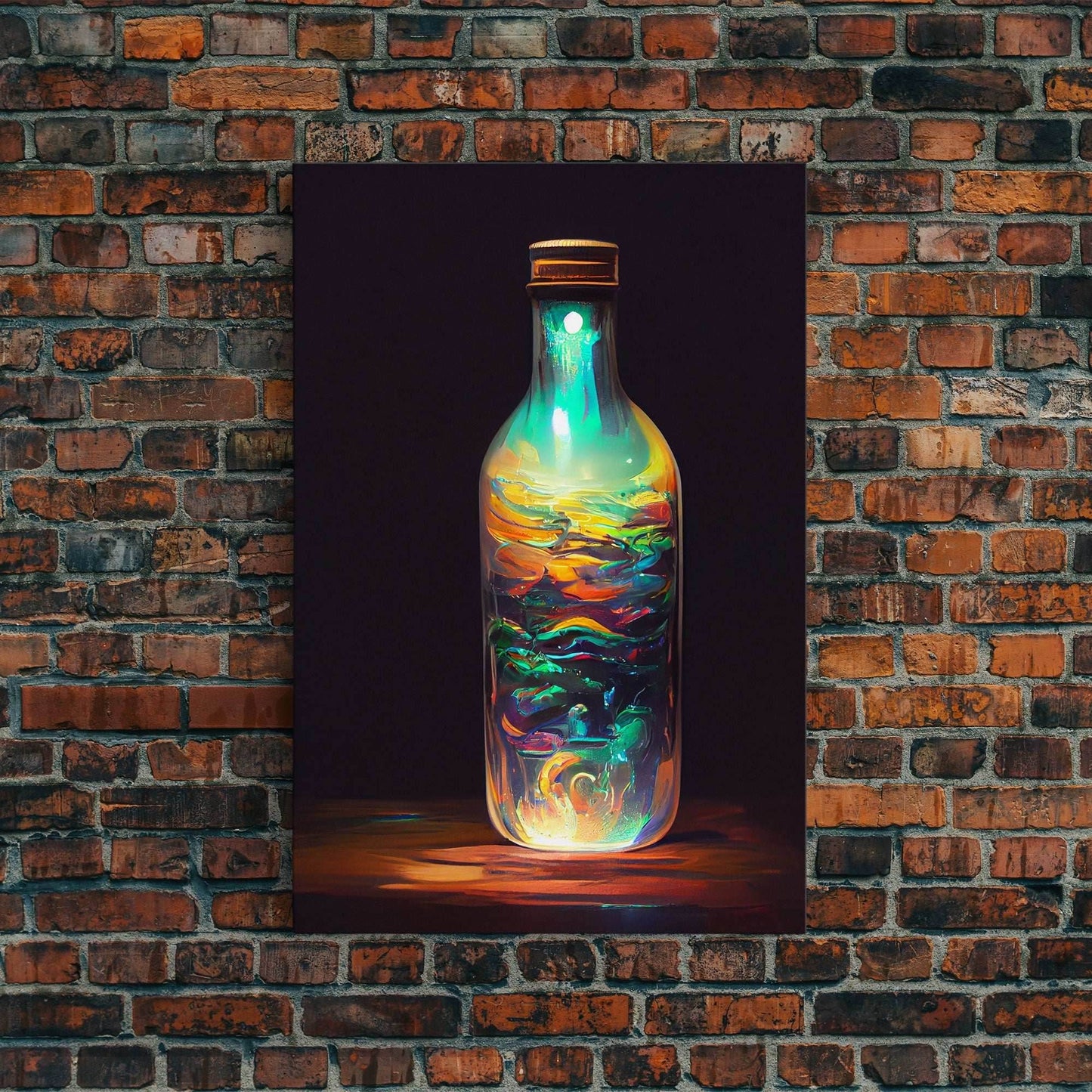 Miniature world in a bottle poster print, high fantasy wall art, magical wall art - 8x12 Inches / Gallery Wrap Canvas - Ready To Hang