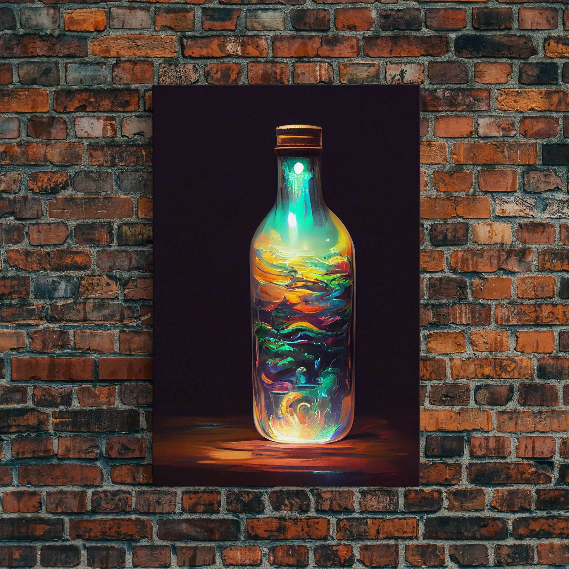 Miniature world in a bottle poster print, high fantasy wall art, magical wall art - 8x12 Inches / Gallery Wrap Canvas - Ready To Hang