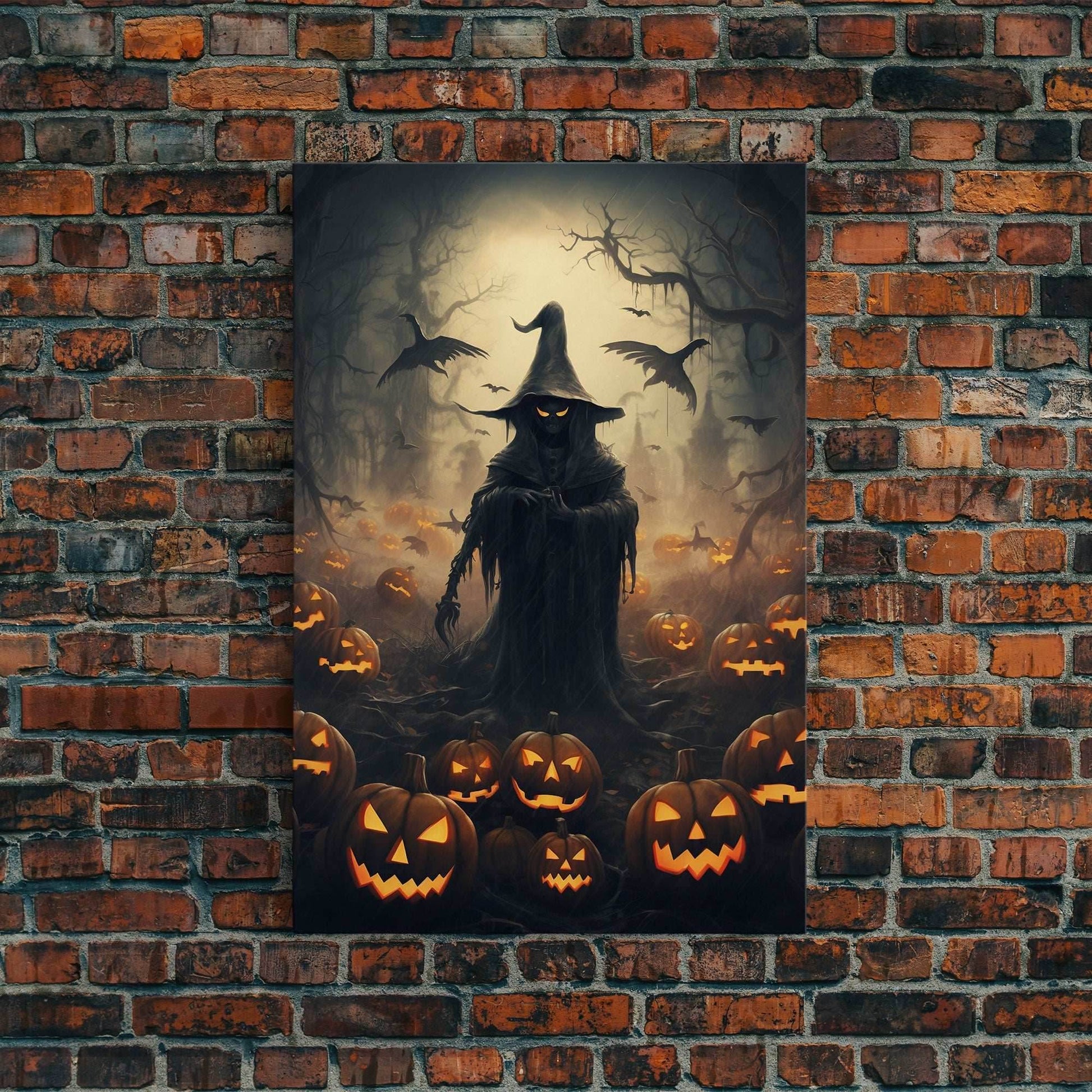 Halloween Art Print, Dark Fantasy Art, Dark Wall Art, Spooky Decor, Goth Decor, Canvas Print, Wall Art, Vertical Print, Creepy Wall Art - 8x12 Inches / Gallery Wrap Canvas - Ready To Hang