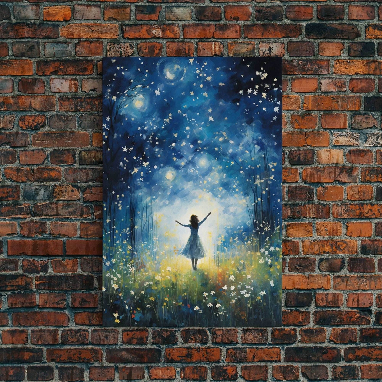 Firefly Art, Fantasy Art, Girl In Forest, Teen Girl Room Decor, Canvas Print, Wall Art, Vertical Print, Unique Wall Decor, Engagement Gift - 8x12 Inches / Gallery Wrap Canvas - Ready To Hang