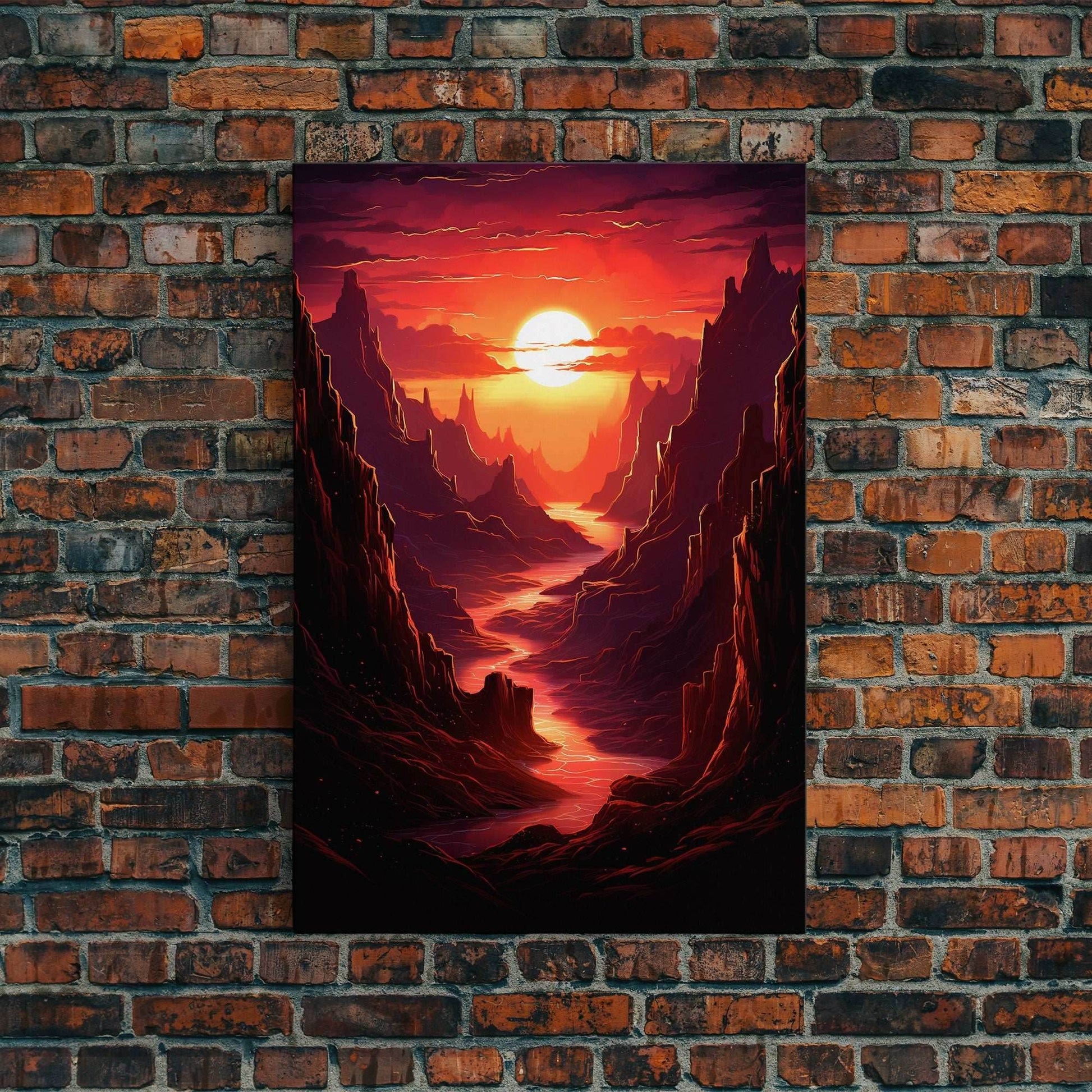 Sunset Wall Art, Fantasy Artwork, River Wall Print, Landscape Wall Art, Canvas Print, Wall Art, Vertical Art, Ranch Decor, Farmhouse Art - 8x12 Inches / Gallery Wrap Canvas - Ready To Hang