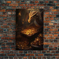 Dragon Art, Fantasy Art, Treasure Chest, Canvas Print, Wall Hanging, Portrait Art, Video Game Art, Nerdy Home Decor, Gift For Friend - 8x12 Inches / Gallery Wrap Canvas - Ready To Hang