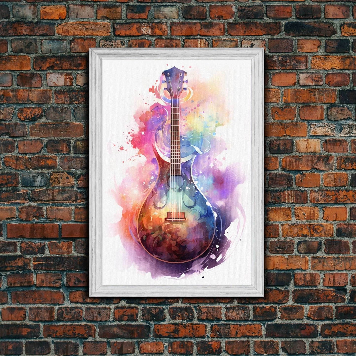 Lute Art, Stringed Instrument Print, Framed Canvas Art, Fantasy Decor, Art / Gift For The Bard Player - 8x12 Inches / Gold Frame
