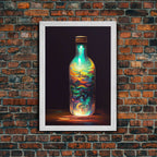 Miniature world in a bottle canvas print, high fantasy wall art, magical wall art, ready to hang wall art - 8x12 Inches / Gold Frame