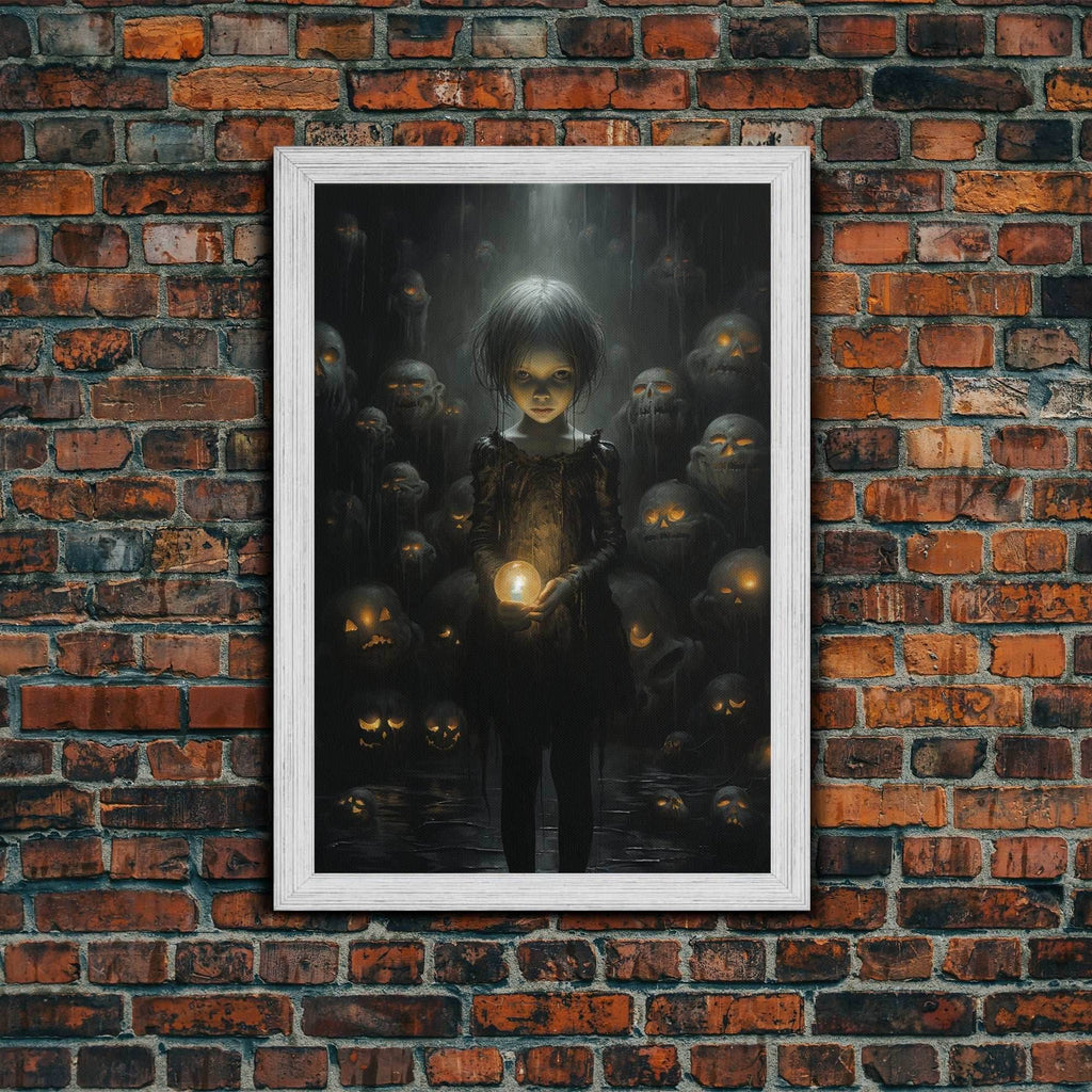 Dark Fantasy Art, Spooky Decor, Goth Decor, Canvas Print, Wall Art, Vertical Print, Dark Wall Art, Video Game Art, Gaming Wall Decor - 8x12 Inches / Gold Frame