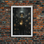 Dark Fantasy Art, Spooky Decor, Goth Decor, Canvas Print, Wall Art, Vertical Print, Dark Wall Art, Video Game Art, Gaming Wall Decor - 8x12 Inches / Gold Frame