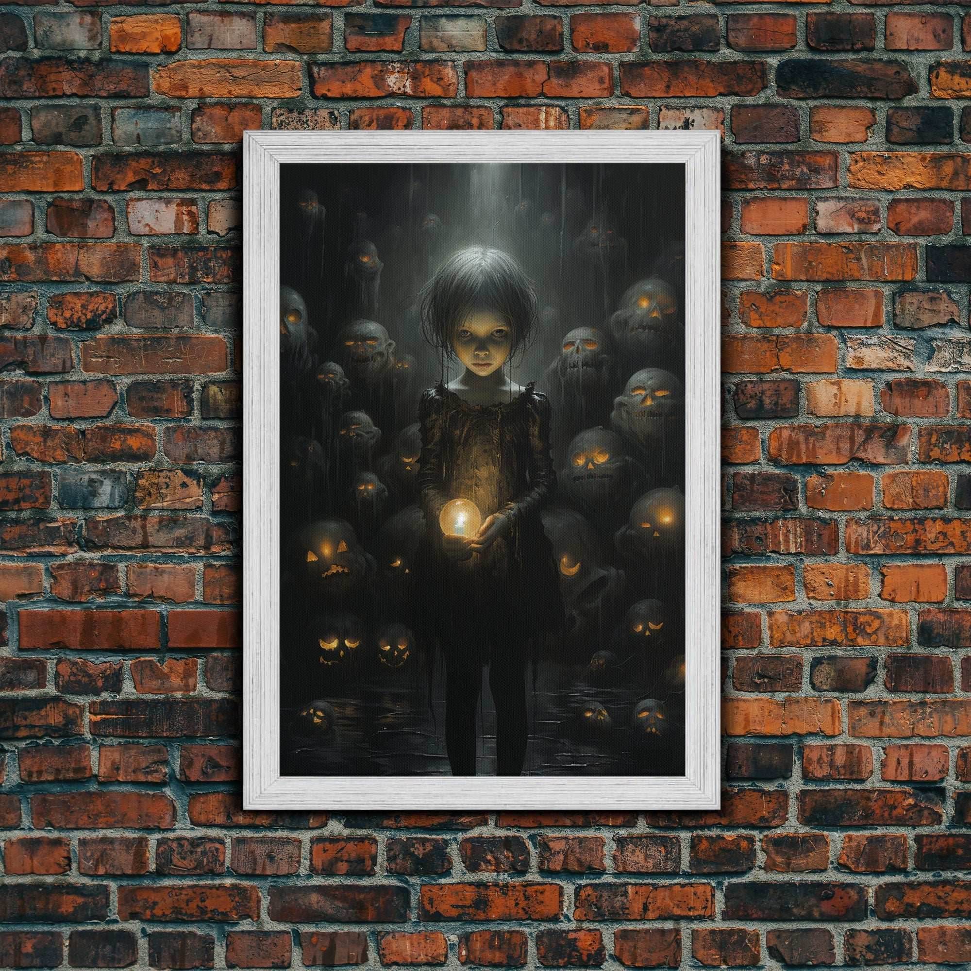 Dark Fantasy Art, Spooky Decor, Goth Decor, Canvas Print, Wall Art, Vertical Print, Dark Wall Art, Video Game Art, Gaming Wall Decor - 8x12 Inches / Gold Frame